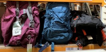 Fifteen Assorted Mountain Warehouse Backpacks.