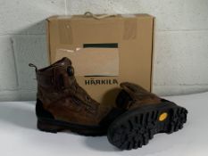 Pre-owned Harkila Reidmar Mid 2.0 GTX Leather Boots in Dark Brown, size UK 8.