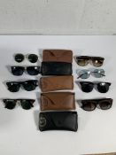 Eight pairs of Ray-Ban sunglasses to include RB3016 Clubmaster and RB4147.