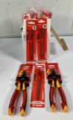 Two Milwaukee 932464572 VDE Combination Pliers 180mm, Red and eighteen Milwaukee 4932472065 Impact M