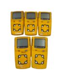 Five pre-owned Honeywell GasAlertMicroClip XL Gas Detectors (P/N: MCXL-XWHM-Y-UK) (Untested, sold as
