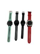 Four pre-owned Garmin Smartwatches (Untested, sold as seen).