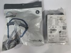 An as new ResMed Quattro Air Full Face Mask, Size: L (REF: 62707) and an as new ResMed Tubing Wrap S