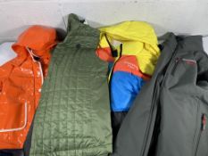 A box of new clothing with tags to include Jacadi Paris orange jacket size 6A, Tommy Jeans block puf