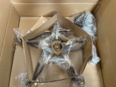 A Luminosa Stanford 5 light multi arm ceiling pendant chandelier - antique brass (sold as seen).