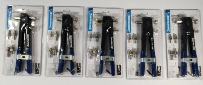 Five as new Silverline threaded rivet insert tool, includes 4 threaded inserts 4-8mm, 633942.