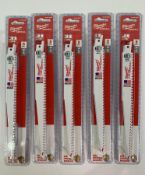 Five Packs of Milwaukee Sawzall Range Reciprocating Saw Blades for Wood 230mm (5 Blades Per Pack) -