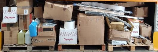 A large quantity of commercial goods to include cleaning products, lighting and more.