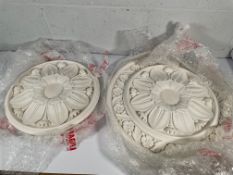 Seven Ornate Plaster Ceiling Roses (4 x 57cm and 3 x 42cm diameter approximately, may have some very