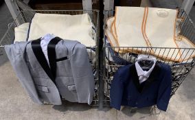 Approximately forty BB-BOUM formal suit jackets, shirts and bow/tie sets, various sizes in protectiv
