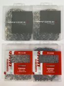 Four SRAM bicycle chains; Two SRAM Force 12-speed, one SRAM Power 1130 11-speed and one SRAM Power 8