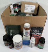 Approximately eighty assorted health and fitness multivitamins and supplements to include Sports Sup