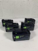 Five pre-owned Festool Airstream 18V BP 18 Li 5.2 AOI batteries.