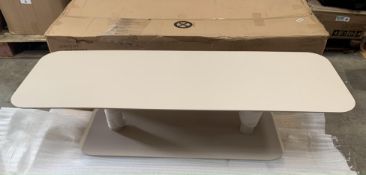 Preowned Vincent Sheppard kodo outdoor coffee table dune white.(sold as seen)