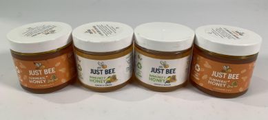 Four Just Bee honey's; Two Turmeric, two Lemon and Ginger Immunity, sealed (expiry dates 11/10/25 an