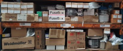 Assorted Electrical and Plumbing items. (Two shelves)