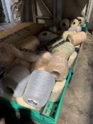 Five crates of assorted yarns and related items.