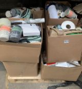 Twelve boxes of assorted items to include stationary, household, DIY, toiletries and related.