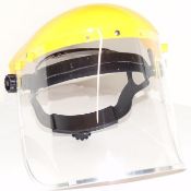 Twenty as new ESENO Industrial Clear Wide Visor Safety Face Shield and Yellow Brow Guard Flip up Vis