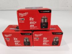 Three as new Milwaukee M12 red lithium batteries, M12B2.