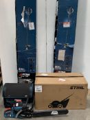 Four Customer Returns Garden Power Tools To Include Stihl Lawn Mower RMA235.1, Erbauer Chainsaw ECSP
