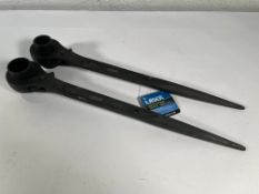 Two Laser Tools ratchet podger spanners 24 x 30mm (sold as seen).