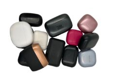 Assorted pre-owned in-ear headphones & charging cases (Sold as seen).
