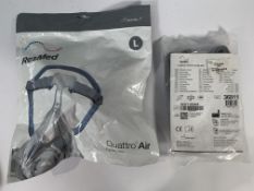 An as new ResMed Quattro Air Full Face Mask, Size: L (REF: 62707) and an as new ResMed Tubing Wrap S