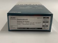 As new Stryker Orthopaedics Restoration Modular Hip System (REF: 6276-1-025) Size: 25mm, HT: +0, TRP