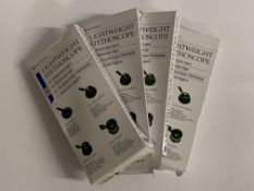 Four as new Henry Schein Lightweight Stethoscopes, black (988-0823).