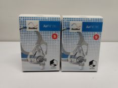 Two as new ResMed AirFit F20 full face CPAP masks, Size: S (REF: 64006).