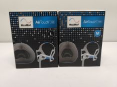 Two as new ResMed N20 nasal CPAP mask, Sizes: M and L (REF: 63911 and 63912).