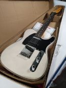 An as new J & D TL-DLX Snow White electric guitar.