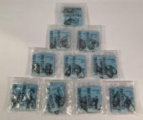Fifty as new Catfish Pro Eagle Wave fishing hooks packs- Barbless, size 2/0. (6 hooks per pack - tot