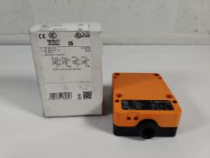 An as new Ifm inductive sensor, 105.4 x 80 x 40mm (REF ID0013, EAN 4021179080828).