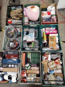 Ten crates of assorted as new items to include toys, homewares, cosmetics and related.