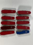 Ten pre-owned Victorinox Swiss Army penknives (over 18s only).