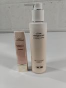 Two DIOR beauty products - Prestige le micro-sérum de rose yeux Advanced 20ml and DIOR le lait démaq