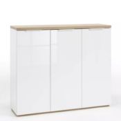 Composad Multipurpose Shoe Cabinet 3 Doors Glossy White (BS3490K64904)- 30 Shoes (stock image).