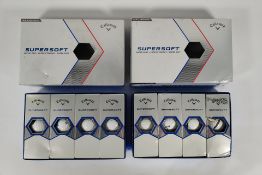 Two boxes of as new Callaway Supersoft Super Long Golf Balls (Dozen per box)