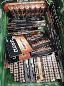 Approximately twenty eight packs of Duracell batteries to include AA, AAA, D.