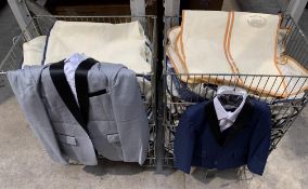 Approximately forty BB-BOUM formal suit jackets, shirts and bow/tie sets, various sizes in protectiv