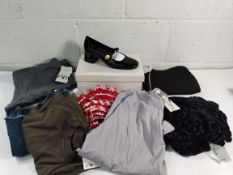 Seven items of women's clothing to include Cleo, Zara and a pair of Charles Keith shoes size EU 40.
