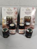 Two Queen Bee Monofloral Manuka honey 2 x 454g, two Manuka Doctor 40 mgo honey 2 x 500g, BB 05/2027