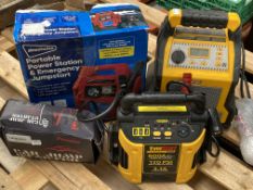 Four Jump Start Battery Boost to contain CAT CJ1000DX5 and Povase A30 (sold as seen).