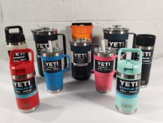 Ten as new Yeti rambler container mugs and flask related, storage for hot or cold drinks.
