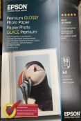 Eleven packs of 50 sheets Epson C13S041624 premium glossy photo paper - A4.