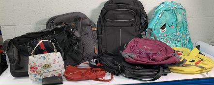 Fourteen pre-owned backpacks/handbags and related.