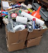 Twelve boxes of assorted items to include clothing, DIY, beauty and related (pallet not included, ov