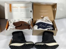 Three pairs of as new trainer. Trespass female snow Boot size 6, Timberland killerton mid lace sneak